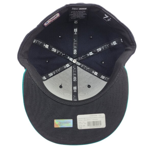 MLB New Era Seattle Mariners 7 1/2 Navy Blue/Teal Fitted Cap - Picture 7 of 9